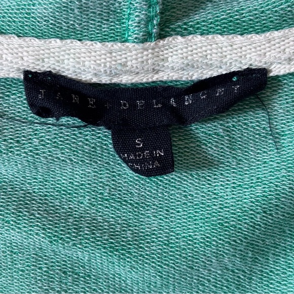 Jane and Delancey Hoodie V-Neck Pullover Drawstring Ribbed Chic Green Size Small - Picture 8 of 14